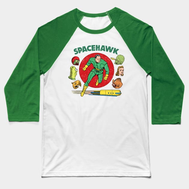 Spacehawk Vintage Art Baseball T-Shirt by Angel Robot